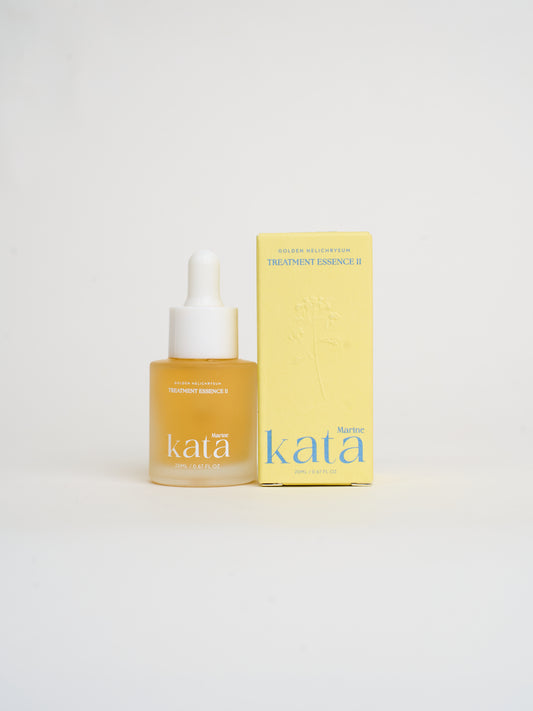 Kata skincare bottle and box on a white background